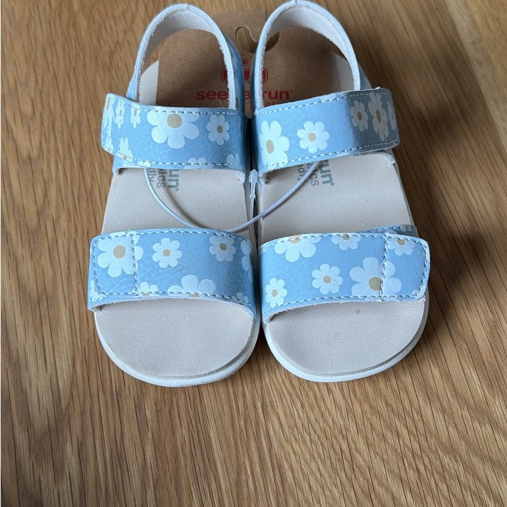 See Kai Run Light Blue Daisy Strap Sandals